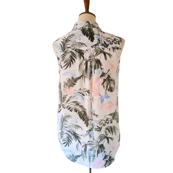 Equipment - Silk Fern Floral Multi Color Sleeveless Blouse - Picture 4 of 6